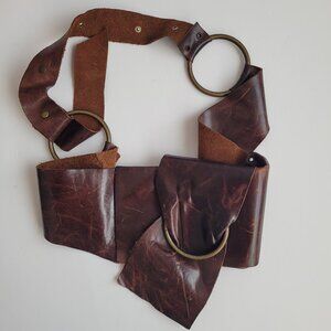 Very Unique Brown Leather Belt w/ Pocket